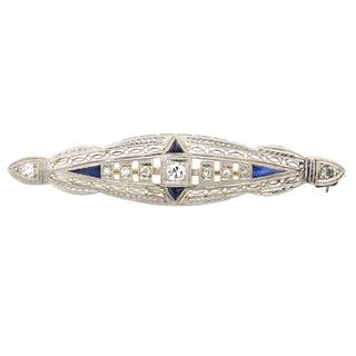 Antique Diamond Filigree Bar Pin