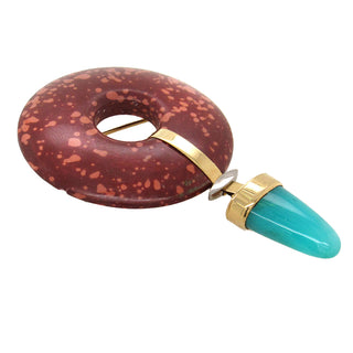Jasper and Chrysocolla Drop Brooch