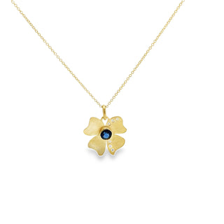Alishan: Sapphire Diamond Flower Pendant Necklace