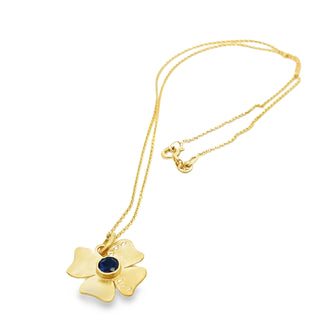 Alishan: Sapphire Diamond Flower Pendant Necklace