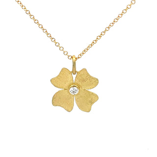 Alishan: Diamond 18K Flower Pendant Necklace