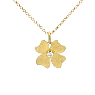 Alishan: Diamond 18K Flower Pendant Necklace