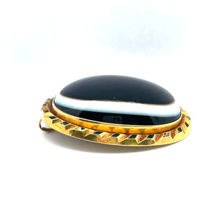 14K Late Victorian Banded Agate Pendant