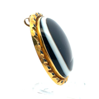 14K Late Victorian Banded Agate Pendant