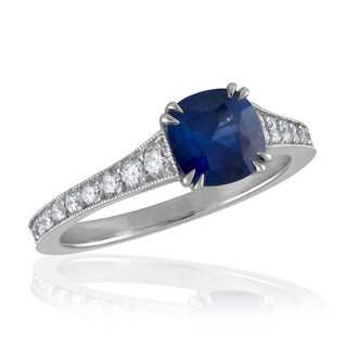 Omi Prive: Cushion-Cut Sapphire Ring