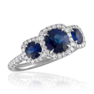 Omi Prive: Three-Stone Sapphire Ring