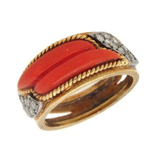 Vintage Coral and Diamond Ring