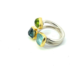 Margoni Studio: Aquamarine, Blue Topaz, Peridot Ring