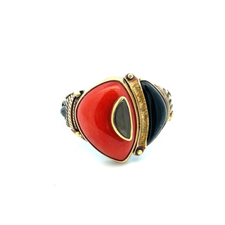 Michael Boyd: Red Coral Black Jade Ring