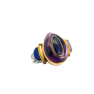 Michael Boyd: Amethyst Lapis and Iolite Gemstone Ring