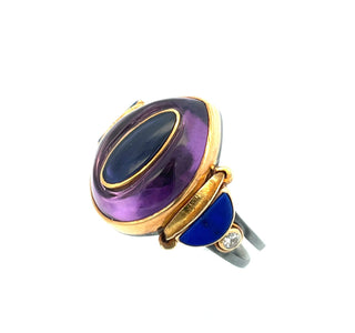 Michael Boyd: Amethyst Lapis and Iolite Gemstone Ring