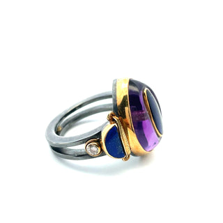 Michael Boyd: Amethyst Lapis and Iolite Gemstone Ring