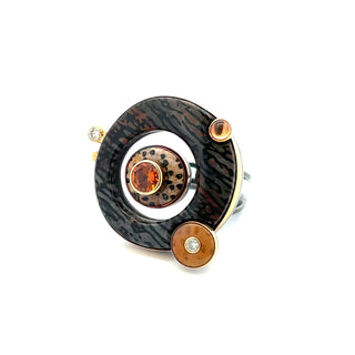 Michael Boyd: Palmwood and Spessartite Garnet Ring/Sculpture