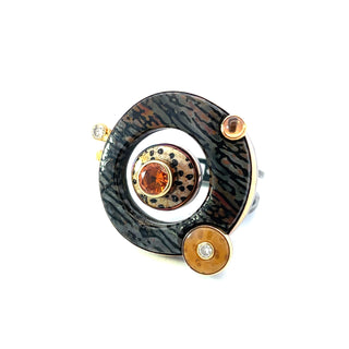 Michael Boyd: Palmwood and Spessartite Garnet Ring/Sculpture