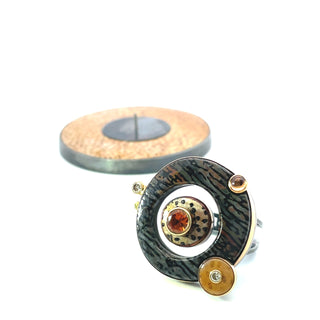 Michael Boyd: Palmwood and Spessartite Garnet Ring/Sculpture