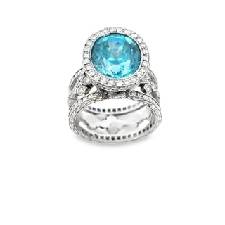 Natural Blue Zircon Cocktail Ring