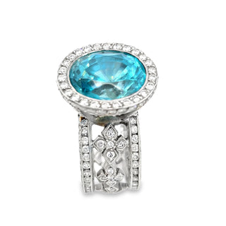 Natural Blue Zircon Cocktail Ring