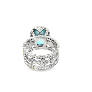 Natural Blue Zircon Cocktail Ring