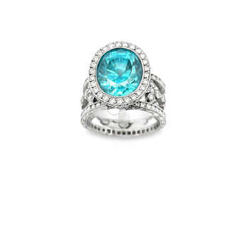 Natural Blue Zircon Cocktail Ring