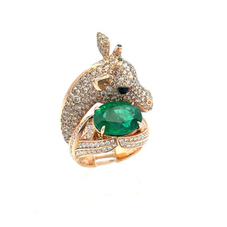 Emerald-Set Diamond Giraffe Ring