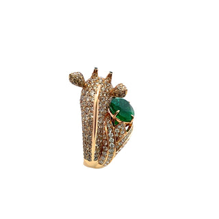 Emerald-Set Diamond Giraffe Ring