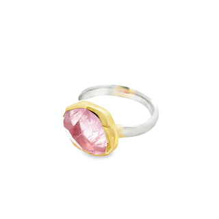 Rose-cut Morganite Two-Tone Ring