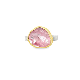 Rose-cut Morganite Two-Tone Ring