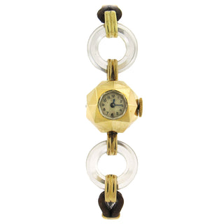 18K Gold Rock Crystal French Vintage Wristwatch
