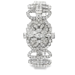Diamond Platinum Covered Cocktail Watch, Circa 1950