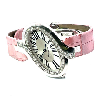 18K White Gold Diamond Delices De Cartier Elliptical Wristwatch