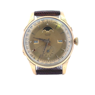 18K Pink Record Datofix Triple Date Calendar, Circa 1950