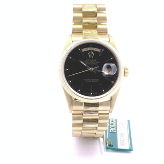 18K Rolex President Ref. 18078, Black Dial, Bark Texture Bracelet