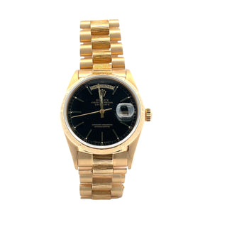 18K Rolex President Ref. 18078, Black Dial, Bark Texture Bracelet
