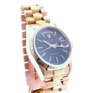 18K Rolex President Ref. 18078, Black Dial, Bark Texture Bracelet
