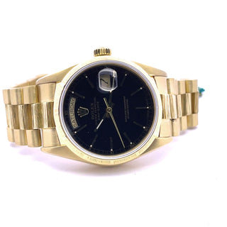 18K Rolex President Ref. 18078, Black Dial, Bark Texture Bracelet