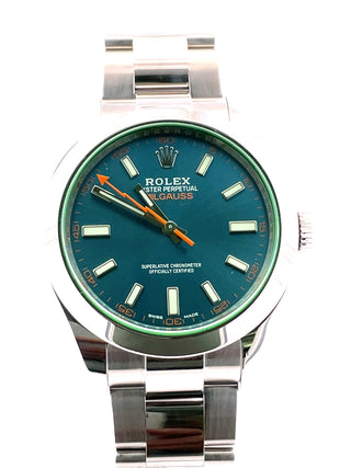 Stainless Steel Rolex Blue Dial Milgauss Wristwatch, Complete