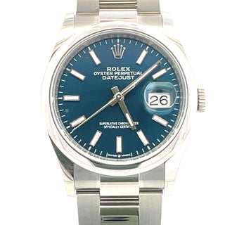 Stainless Steel Rolex Datejust 36 Blue Dial, Complete