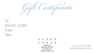 $250 Gift Certificate