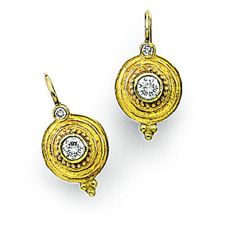 18K Diamond Step Circle Eardrops