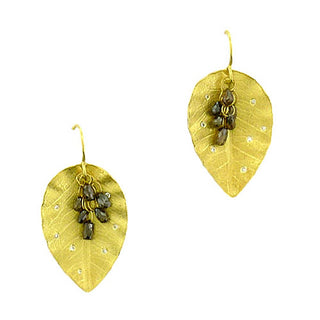 Diamond Poplar Leaf Earrings
