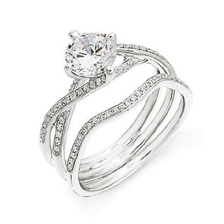 SimonG: Triple Vine Diamond Mounting Wedding Set