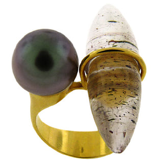 Tahitian Pearl and Quartz Ring