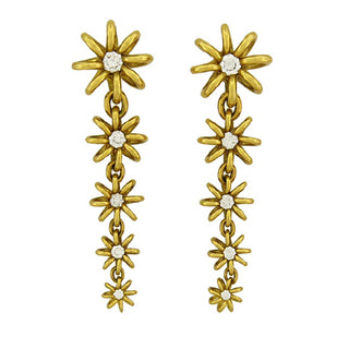 20K Gold and Diamond Graduated Flower Earrings