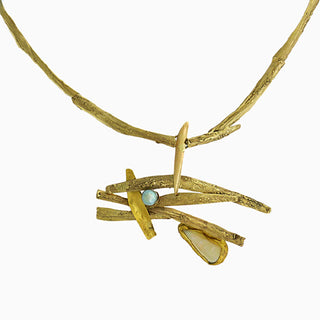 Gold Opal and Pearl Necklace