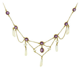 Art Nouveau Amethyst Pearl Necklace