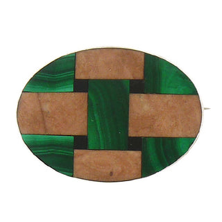 Malachite and Agate Brooch