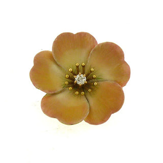 Art Nouveau Enamel Rose Pin Pendant