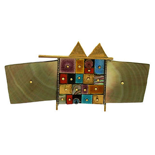 Earl Pardon Shell and Enamel Brooch