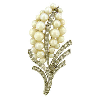 Pearl Diamond Spray Brooch