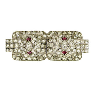 Diamond Double Clip Brooch